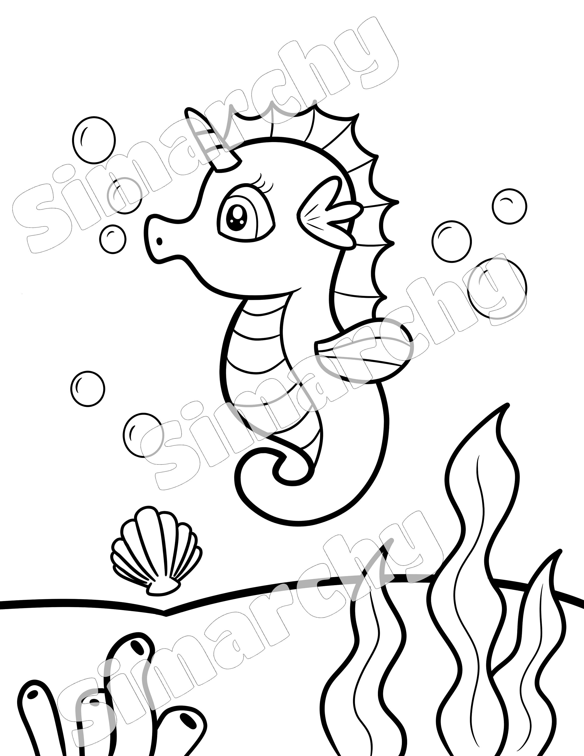 Seahorsicorn Merkitty Jellyfish Coloring Sheets for Kids or | Etsy
