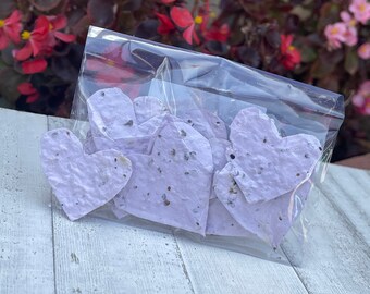 Seed Paper Hearts 1.75 x 1.5 Wildflower set of 50 Pink Lotka Recycled Fibers