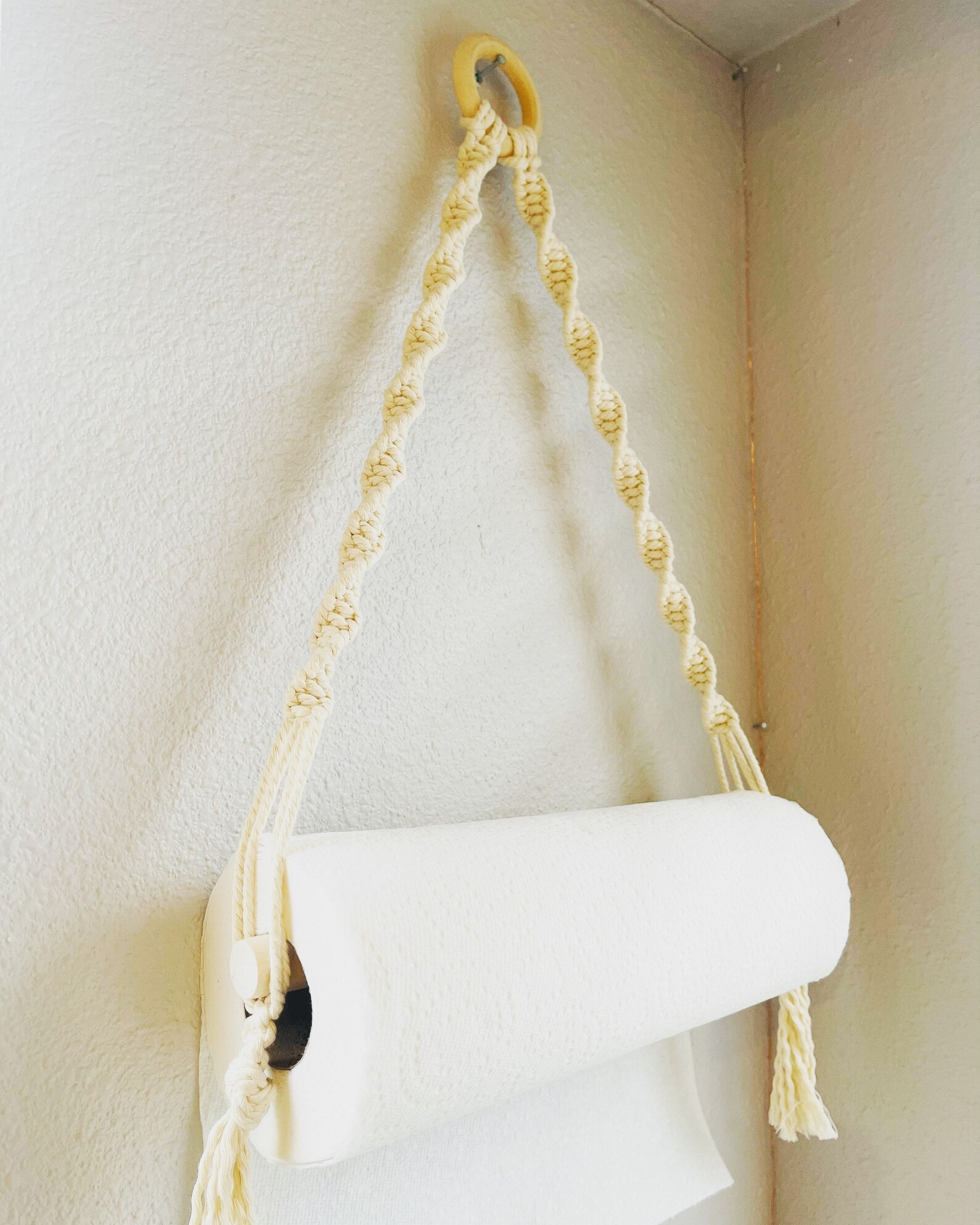 Macrame Paper Towel Hanger Etsy