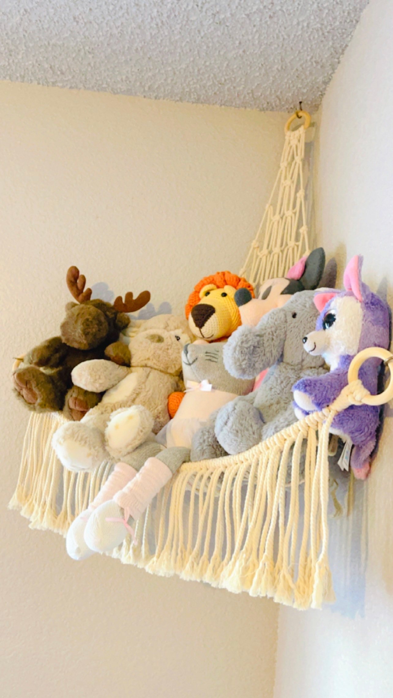 Macrame Toy Hammock Stuffed Animal Storage Etsy