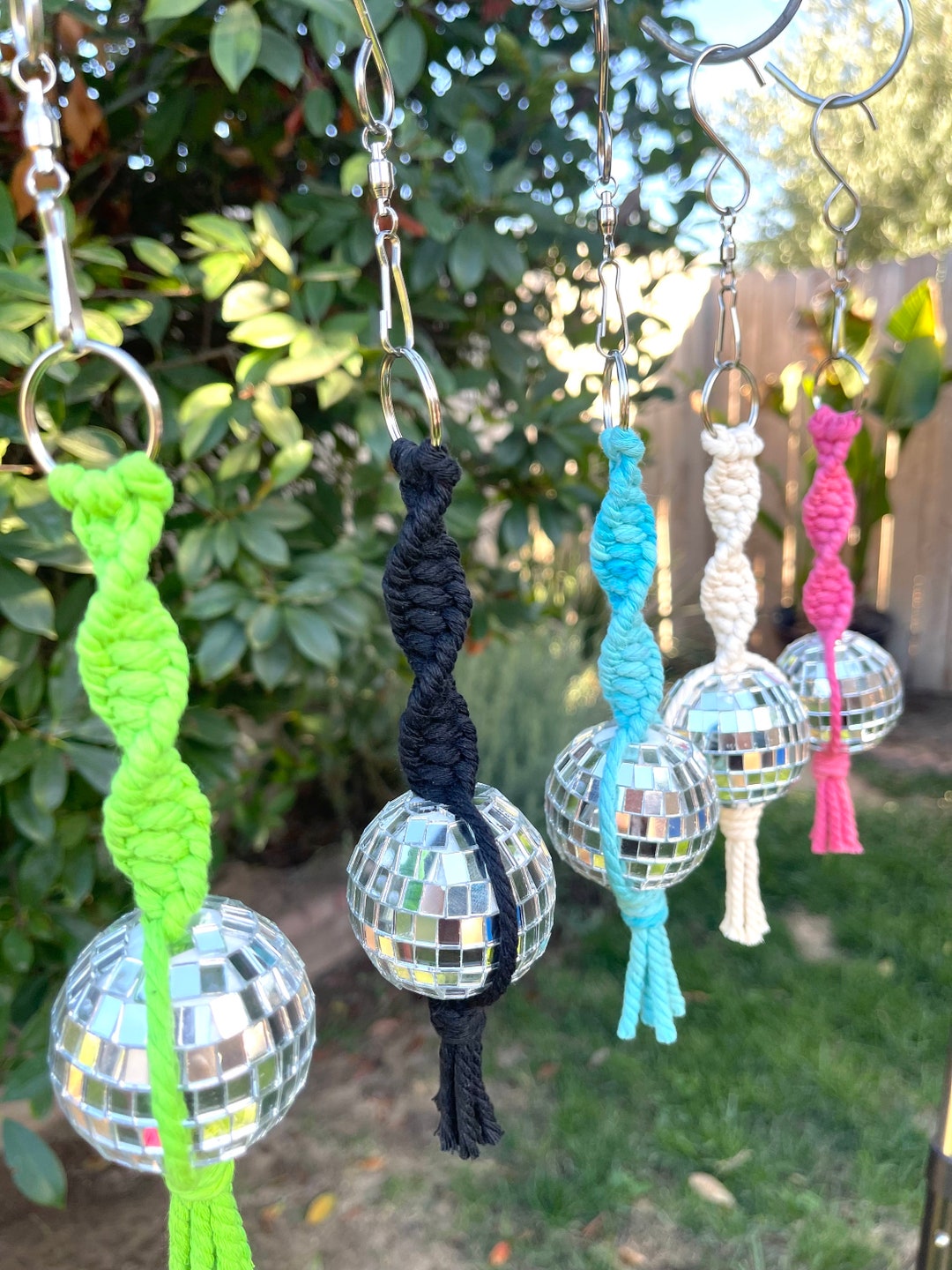 Macrame Disco Ball Car Charm Pink Barbie Car Accessories Etsy