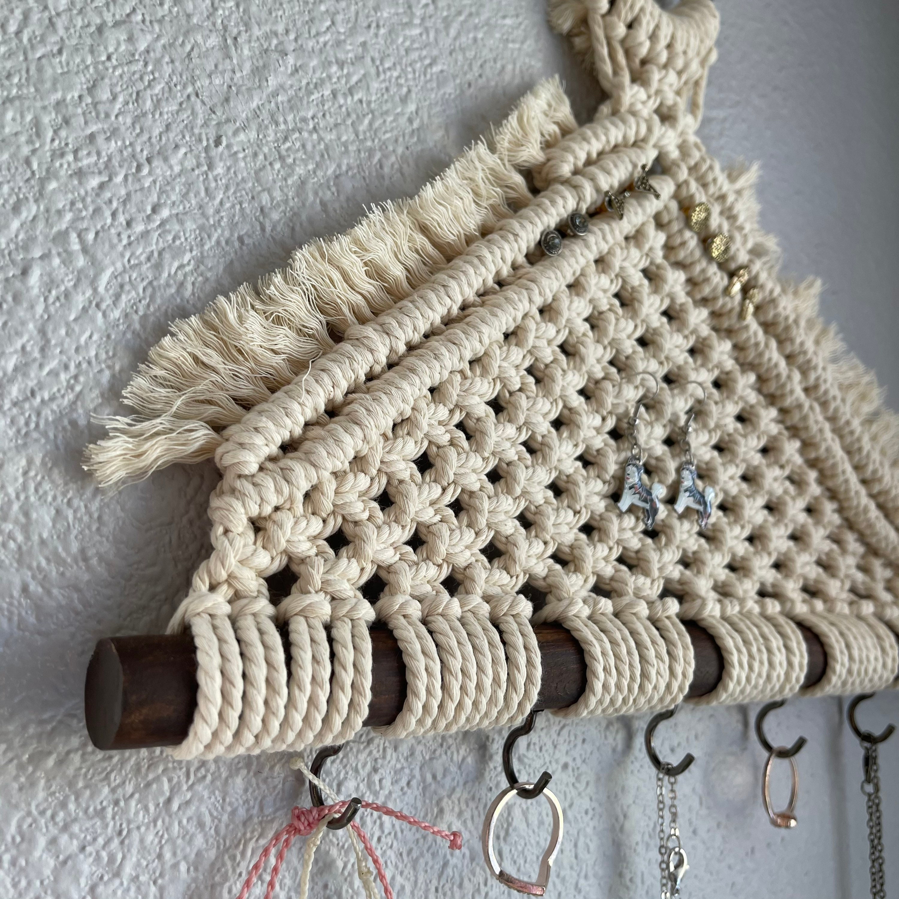 Macrame Jewelry Holder / key hook / closet organizer Etsy