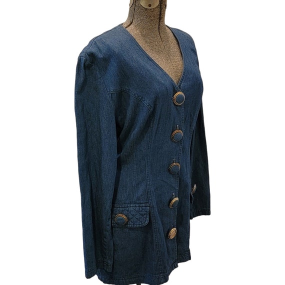 Vintage 80s Denim Blazer Dress or Top | La Belle … - image 3