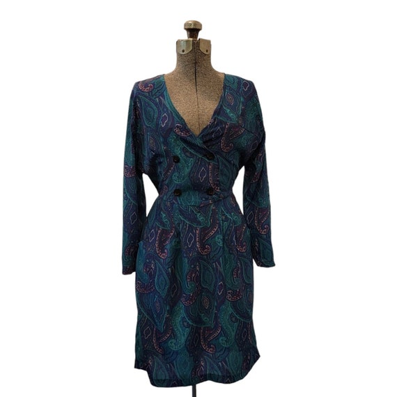 Vintage 70's Style Paisley Aquamarine Dress | Eri… - image 1