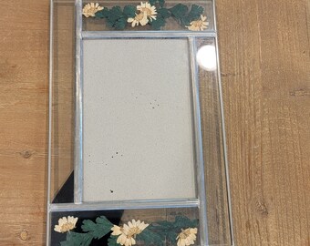 Glass and Metal Pressed Flower Picture Frame | Vintage