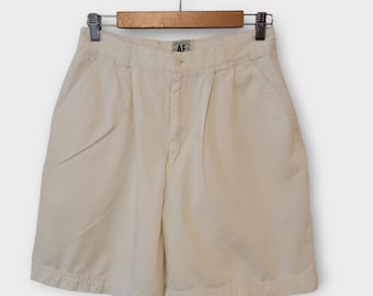 Vintage 90er Jahre Weiße Khaki Shorts mit hoher Taille | Amerikanischer Adler | Größe Mittel