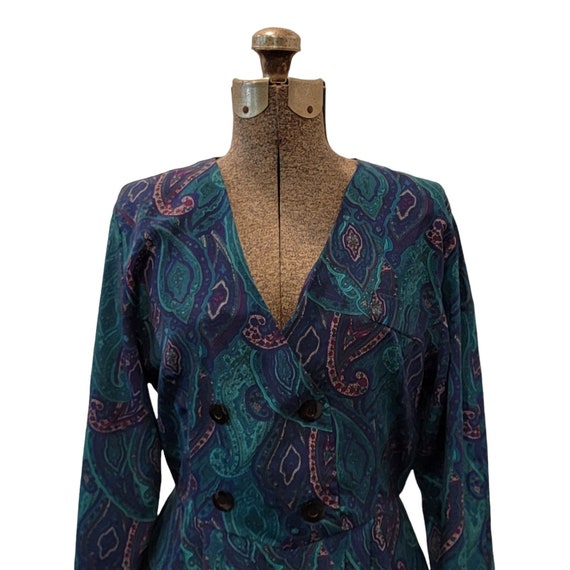 Vintage 70's Style Paisley Aquamarine Dress | Eri… - image 6