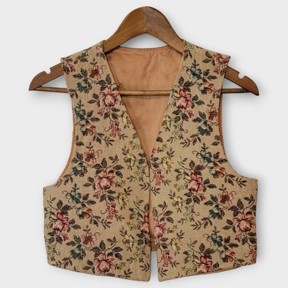 Vintage Floral Tapestry Vest | Size Small