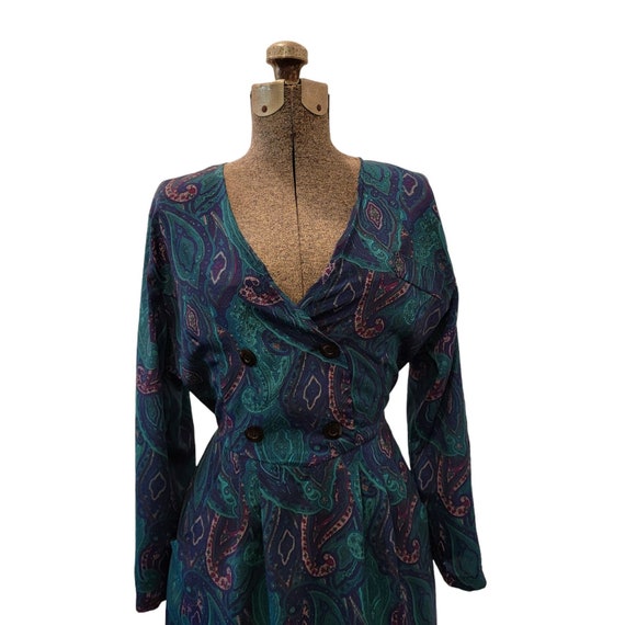 Vintage 70's Style Paisley Aquamarine Dress | Eri… - image 2