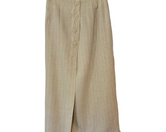 Linen Blend Button Down Maxi Skirt | Smart Parts | Size 4