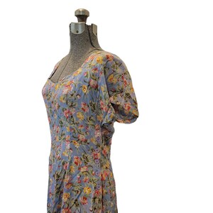 Vintage Blue Floral 90's Pier One Passports Corset Style Side Button Dress image 1