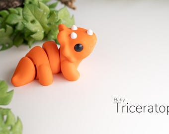 Articulated Baby Triceratops Keyring: 3D Printed Fidget Toy