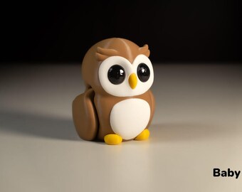 OwlyWhirl™ Baby Owl Fidget Keyring: 3D Printed Articulated Model