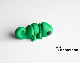 Articulated Chameleon Fidget Keyring: 3D Printed Reptile Toy