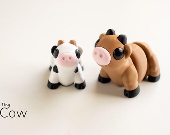 MooTwist™ Baby Cow Fidget Keyring: 3D Printed, Articulated