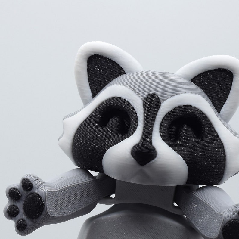 Adorable Articulated racoon with trash can