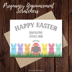 Wesołych Świąt Wielkanocnych! Peeps Bunnies | Niestandardowe ogłoszenie o ciąży | Zdrapki | Gry loteryjne