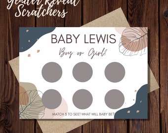 Modern Leaf Print, Boy or Girl? | Gender Reveal Announcement | Custom Scratch Off Tickets | Lottery Games