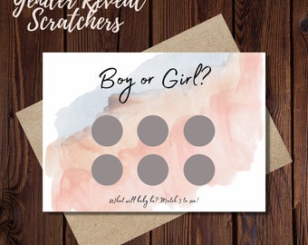 Watercolor, Boy or Girl? | Gender Reveal Announcement | Custom Scratch Off Tickets | Lottery Games