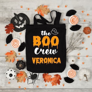 Trick or Treat Personalized Bag Reusable Halloween Bag Kids Boy Girl Unisex Halloween Candy Bag Trick or Treat Bag with Name image 1