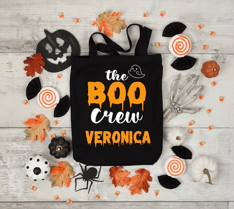 Trick or Treat Personalized Bag Reusable Halloween Bag Kids Boy Girl Unisex Halloween Candy Bag Trick or Treat Bag with Name image 1