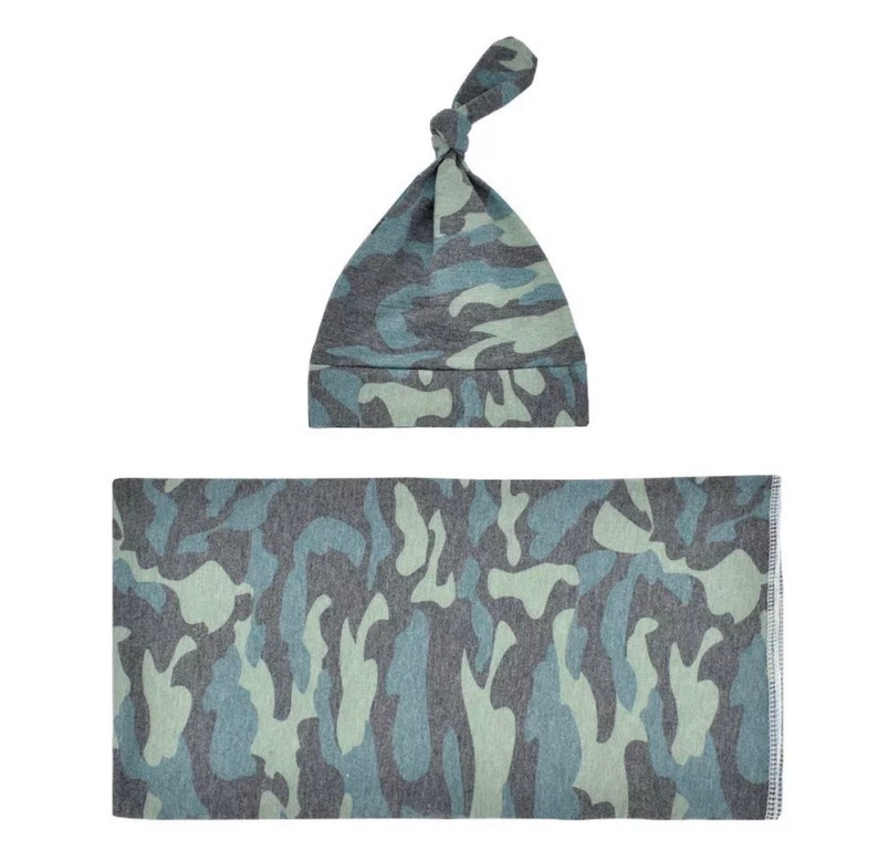 Newborn Baby Camo Swaddle Set Camouflage Swaddle Blanket Etsy