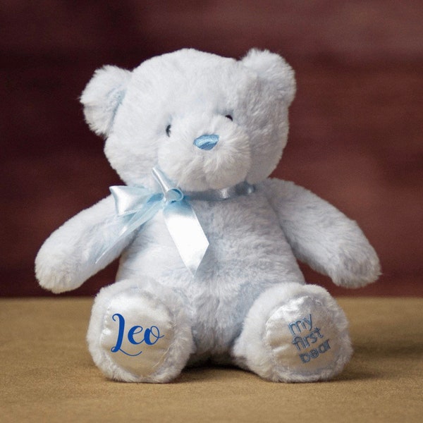 My First Teddy Bear Personalized Baby Shower Gift New Baby Stuffed Animal Cute Fluffy Plush Toy Bear with Name Baby Girl Boy Newborn gift