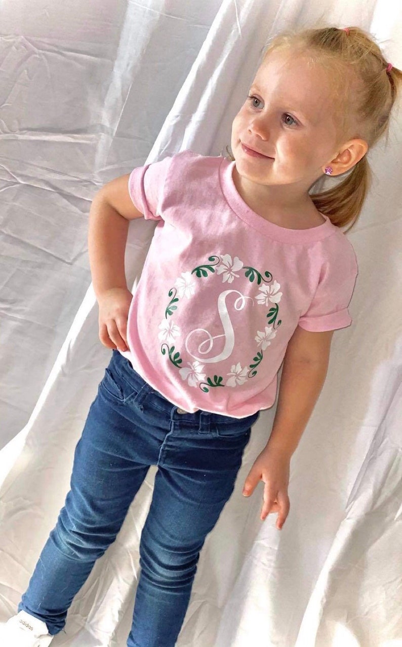 Cute Girl Shirt Personalized Name Initial Custom Gift Letter Etsy