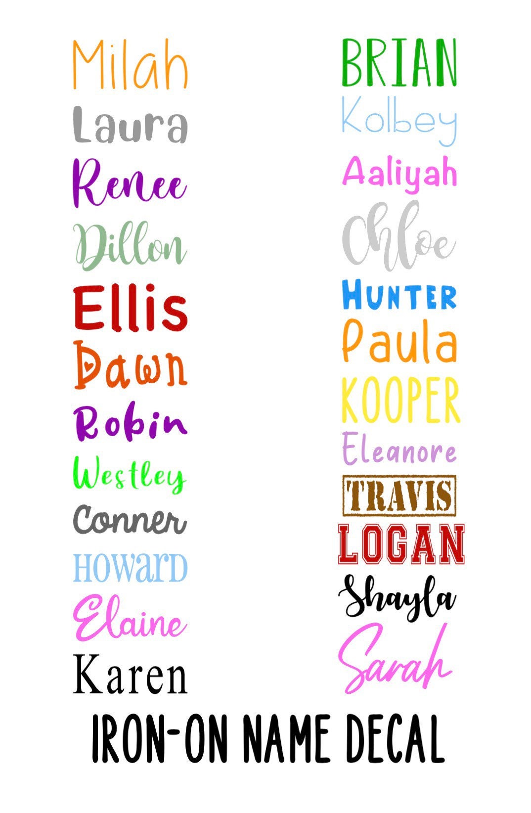Iron on Name Decal Personalized Custom Name Decal HTV Custom Etsy