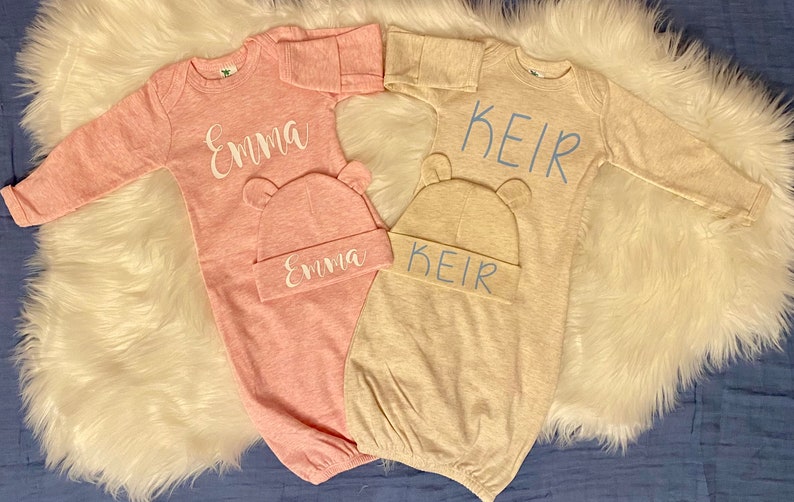Twin Baby Hospital Gown Personalized Outfit Twins Take Home Etsy
