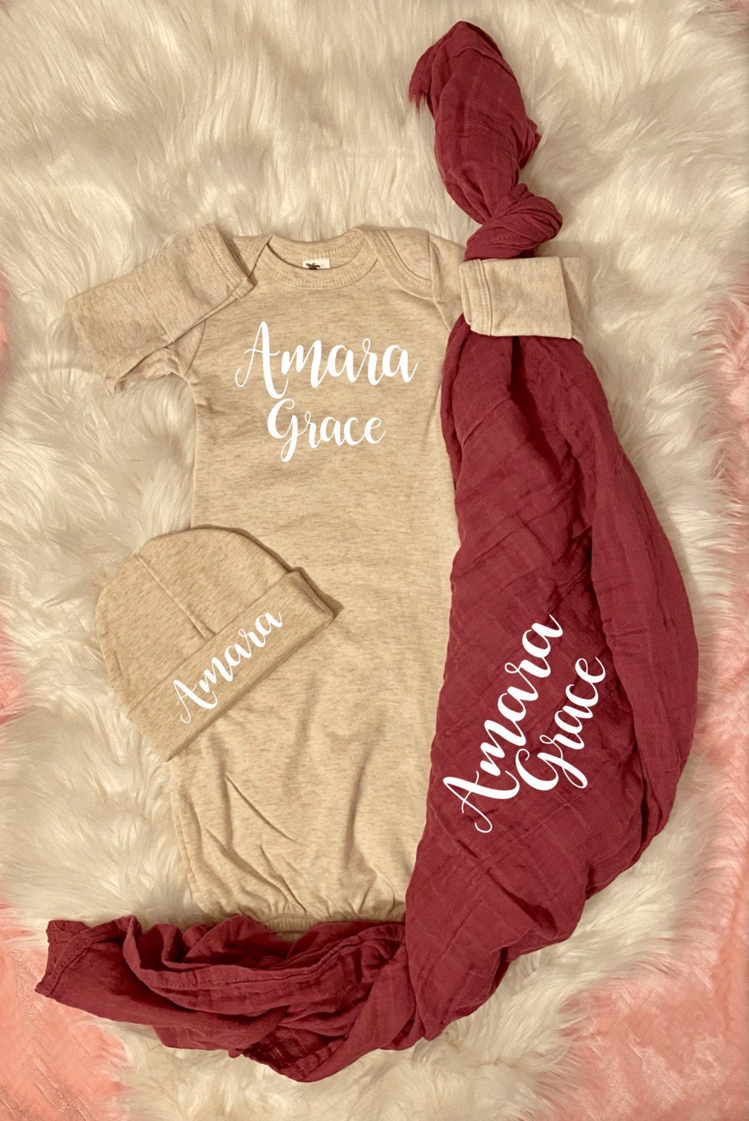 Baby Girl Swaddle Gown Personalized Baby Girl Gift Swaddle Receiving