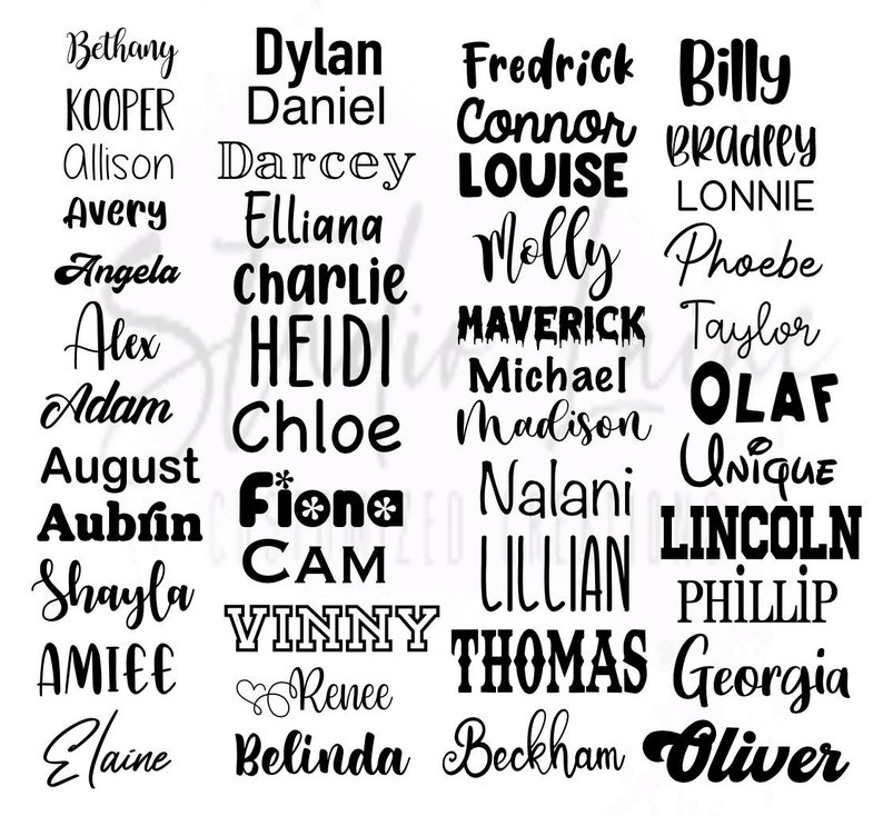 Iron On Name Decal Personalized Custom Name Decal HTV Custom Name TShirt Transfer Name Apron Girl Boy DIY Onesie Bib Station Baby Shower image 1