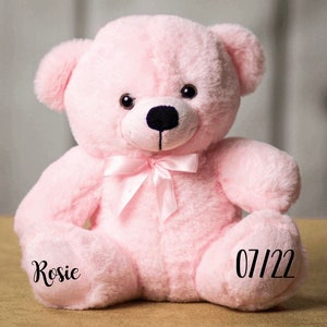 Mon premier ours en peluche cadeau personnalisé de fête de bébé Nouveau bébé en peluche mignon peluche peluche ours avec nom Nouveau petit-enfant Cadeau de nouveau-né image 1