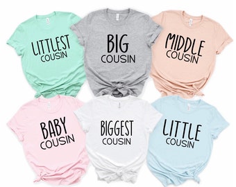 Cousin Shirts for Kids Adult Matching Family Cousin Group Shirts Big Little Baby Cousin Shirts Reunion Pregnancy Reveal Grandkids Vacation