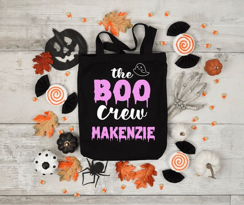 Trick or Treat Personalized Bag Reusable Halloween Bag Kids Boy Girl Unisex Halloween Candy Bag Trick or Treat Bag with Name image 2