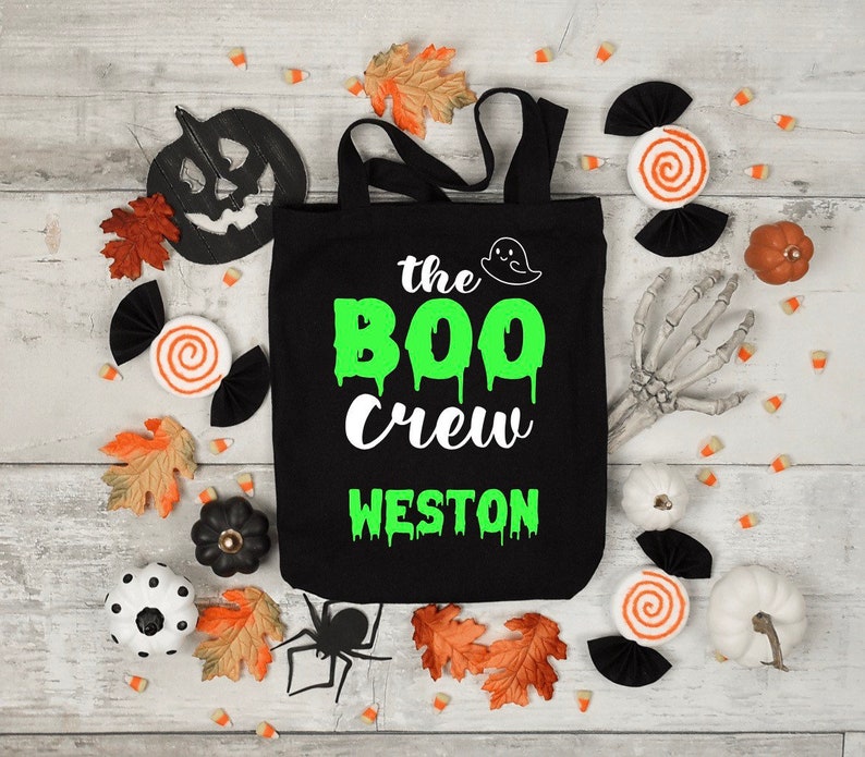 Trick or Treat Personalized Bag Reusable Halloween Bag Kids Boy Girl Unisex Halloween Candy Bag Trick or Treat Bag with Name image 3
