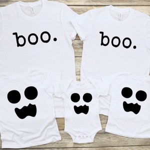 Halloween Costume Matching Family Shirts, Mom Dad kids Matching Ghost Shirts, Spooky Halloween Costume Whole Family Outfits Boo Ghost Scary