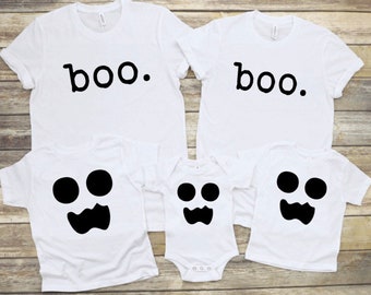 Halloween Costume Matching Family Shirts, Mom Dad kids Matching Ghost Shirts, Spooky Halloween Costume Whole Family Outfits Boo Ghost Scary