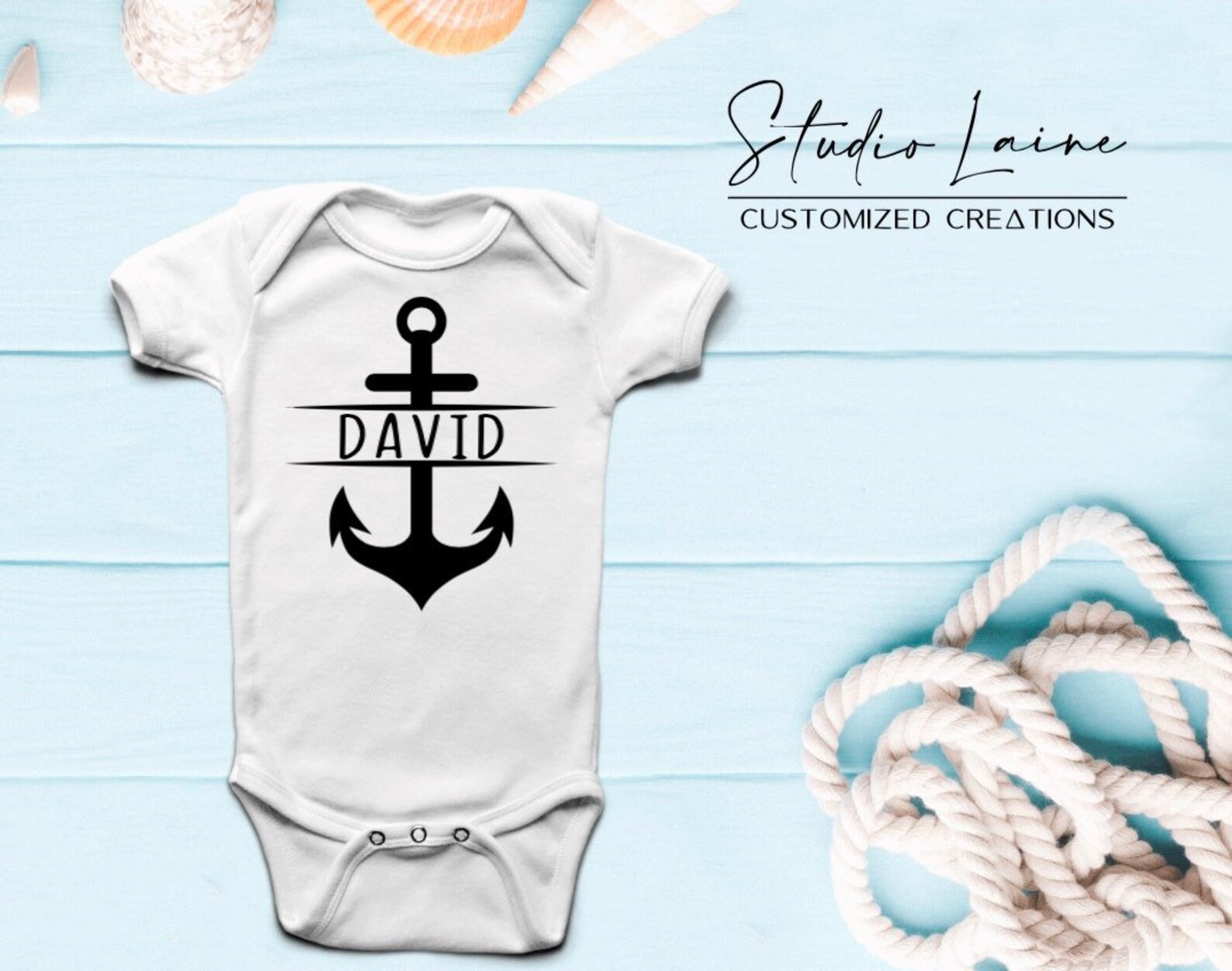 Nautical Personalized Onesie® Bodysuit Anchor Ship Theme Baby Etsy