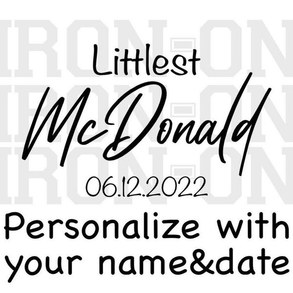 Iron On Decal Name Personalized Custom Last Name HTV Custom Name TShirt Transfer Name Apron Girl Boy DIY Onesie Bib Station Baby Shower