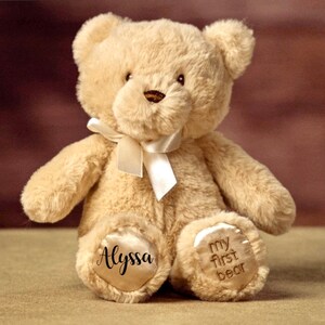 Mon premier ours en peluche personnalisé cadeau de naissance nouveau bébé animal en peluche mignon peluche duveteuse ours avec nom nouveau petit-enfant cadeau nouveau-né
