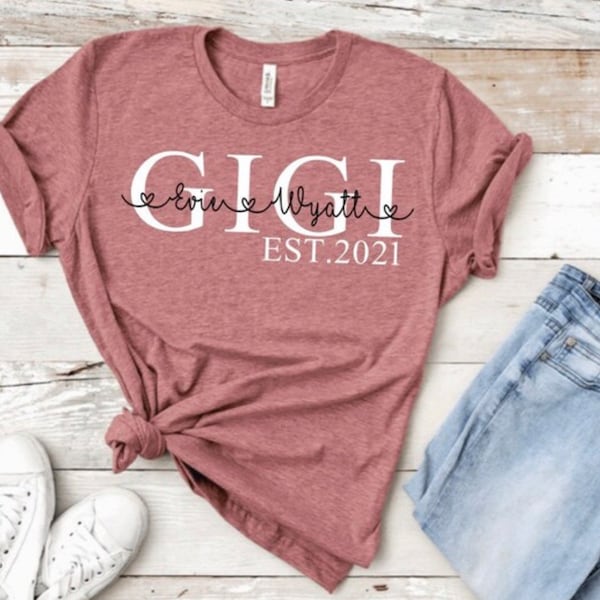 Gigi Shirt Mother’s Day Gift grandkids names Personalized Grandma shirt Gigi gifts custom Grandma GiGi Shirt Birthday Gift Grandchildren