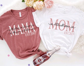 Custom Mom Shirt Kids Names Christmas Gift for Mom Shirt Kids Names Personalized Mama shirt Gift For Mom Mothers Day Gift For Mom with Names