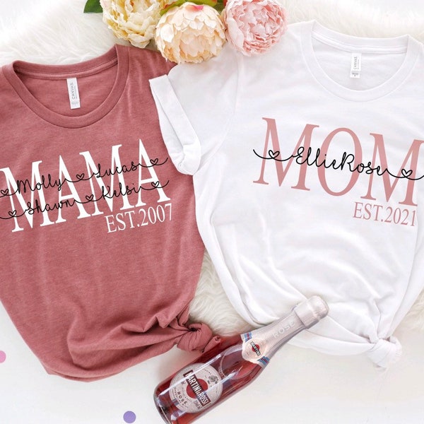 Custom Mom Shirt Kids Names Christmas Gift for Mom Shirt Kids Names Personalized Mama shirt Gift For Mom Mothers Day Gift For Mom with Names