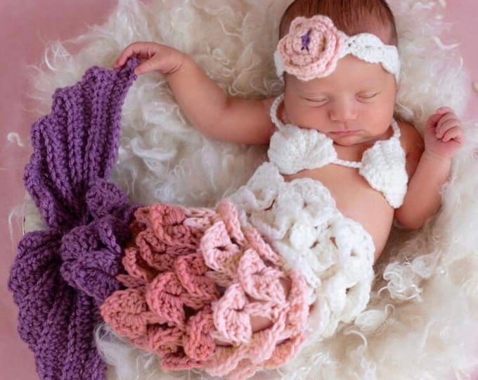 Baby Mermaid Halloween Costume Newborn Photo Girl Outfit Crochet