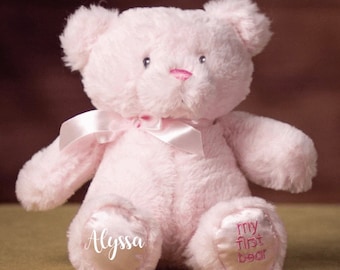 My First Teddy Bear Personalized Baby Shower Gift New Baby Stuffed Animal Cute Fluffy Plush Toy Bear with Name Baby Girl Boy Newborn gift