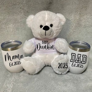 New Parents Gift Basket Set Baby Bear Personalized pregnancy announcement Reveal Expecting Parents Parents to Be gift set