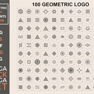 geometric logo icon sign design bundle svg, geometric shape background, geometric pattern silhouette clipart, instant download