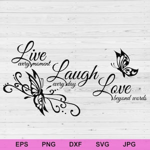 Live Lach Liebe svg, positive Affirmationen Konzept Regeln inspirierend svg, Motivationszitate digitaler Download Datei svg