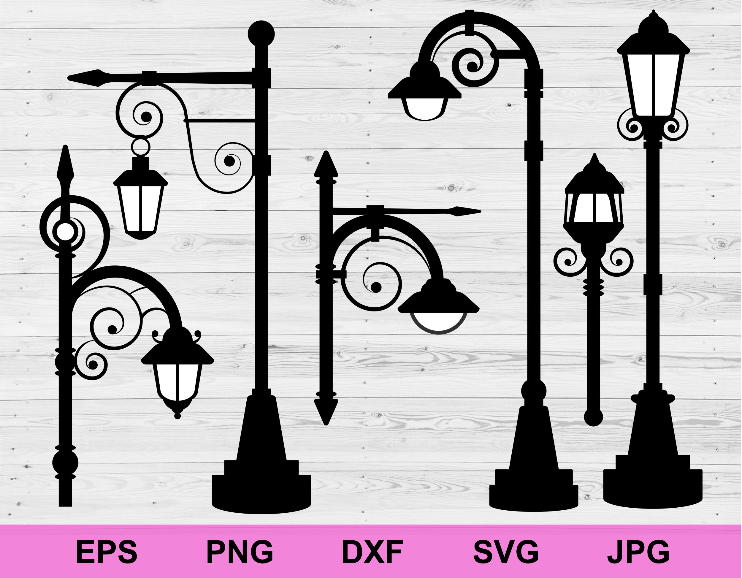 Street Lamp Vector Silhouettes Design Elements - Etsy